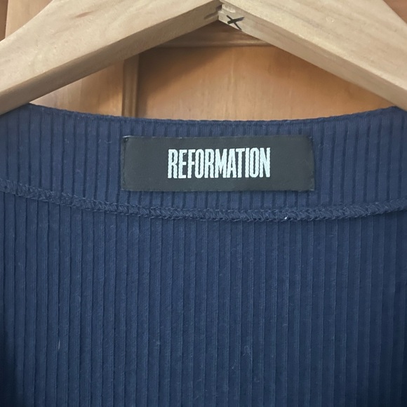 Reformation Navy Blue Ribbed Cardinal Dress - Picture 3 of 4